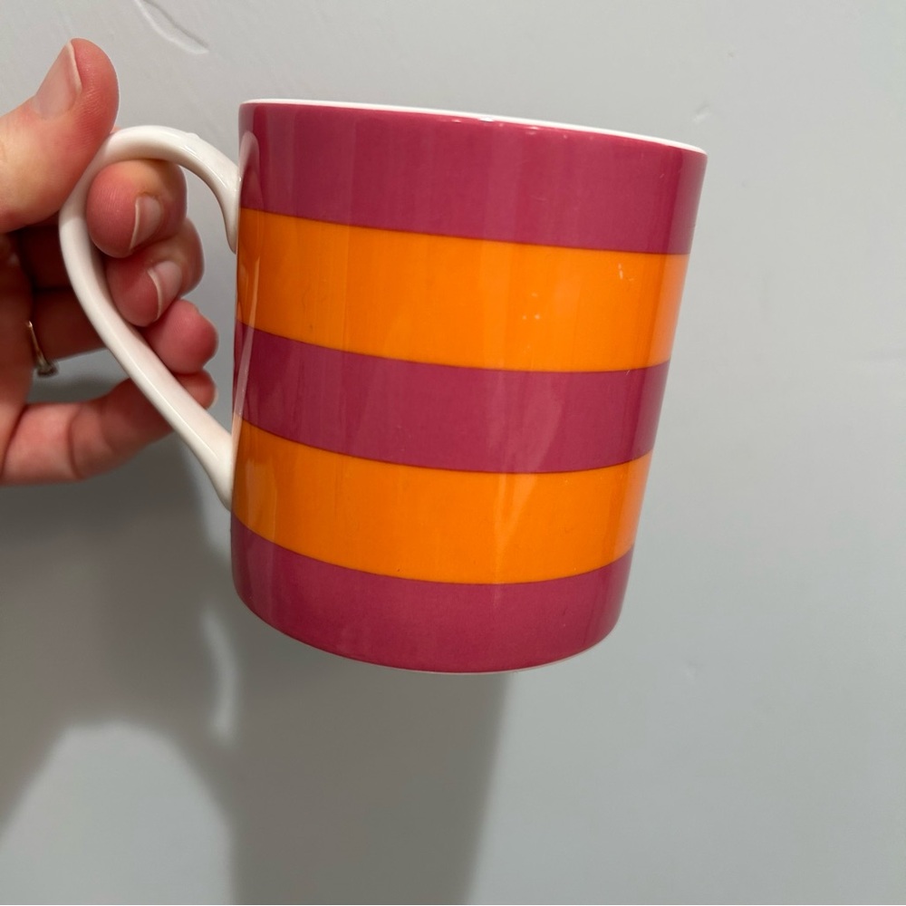 kate spade ‘E’ Initial Wickford Red Letter Day Colorful Striped Mug Orange Pink - Picture 5 of 6